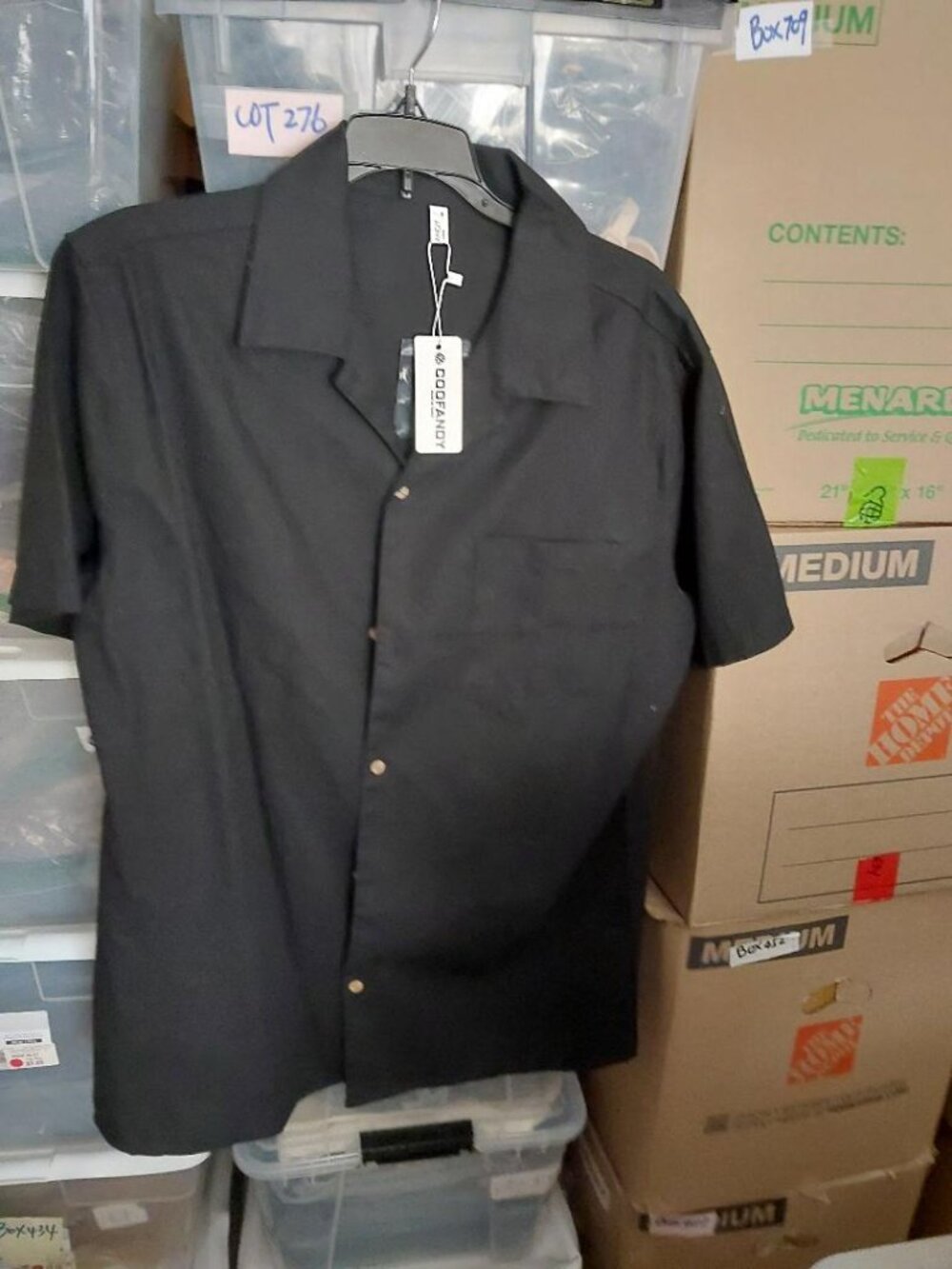 NEW TAG ! Men Coofandy Camp Collar Button Down Shirt Black Size M
